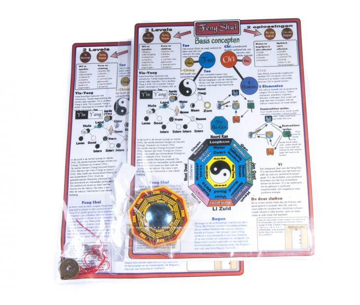 Feng Shui kaart (met Bagua-spiegel of chinese gluksmunt)