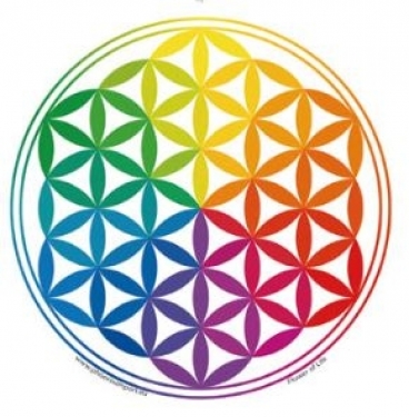 Raamsticker Flower of Life Rainbow