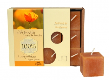 Bijenwas waxinelichtjes Cubes (9 stuks)